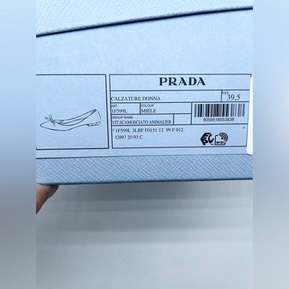 Prada Black Brown Leopard print calf hair Pointed toe ballet flats EU 39.5 - Picture 11 of 11